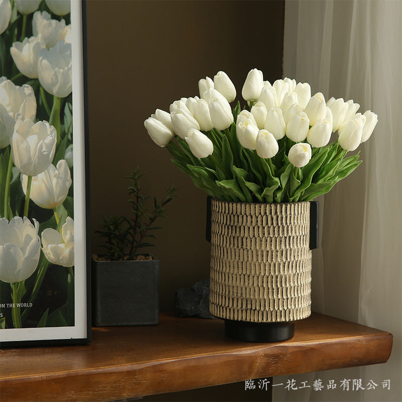 Single Stem Miniature Tulip - Realistic PU Faux Flower for Home Décor, Photography Props, and Elegant Table Centerpieces