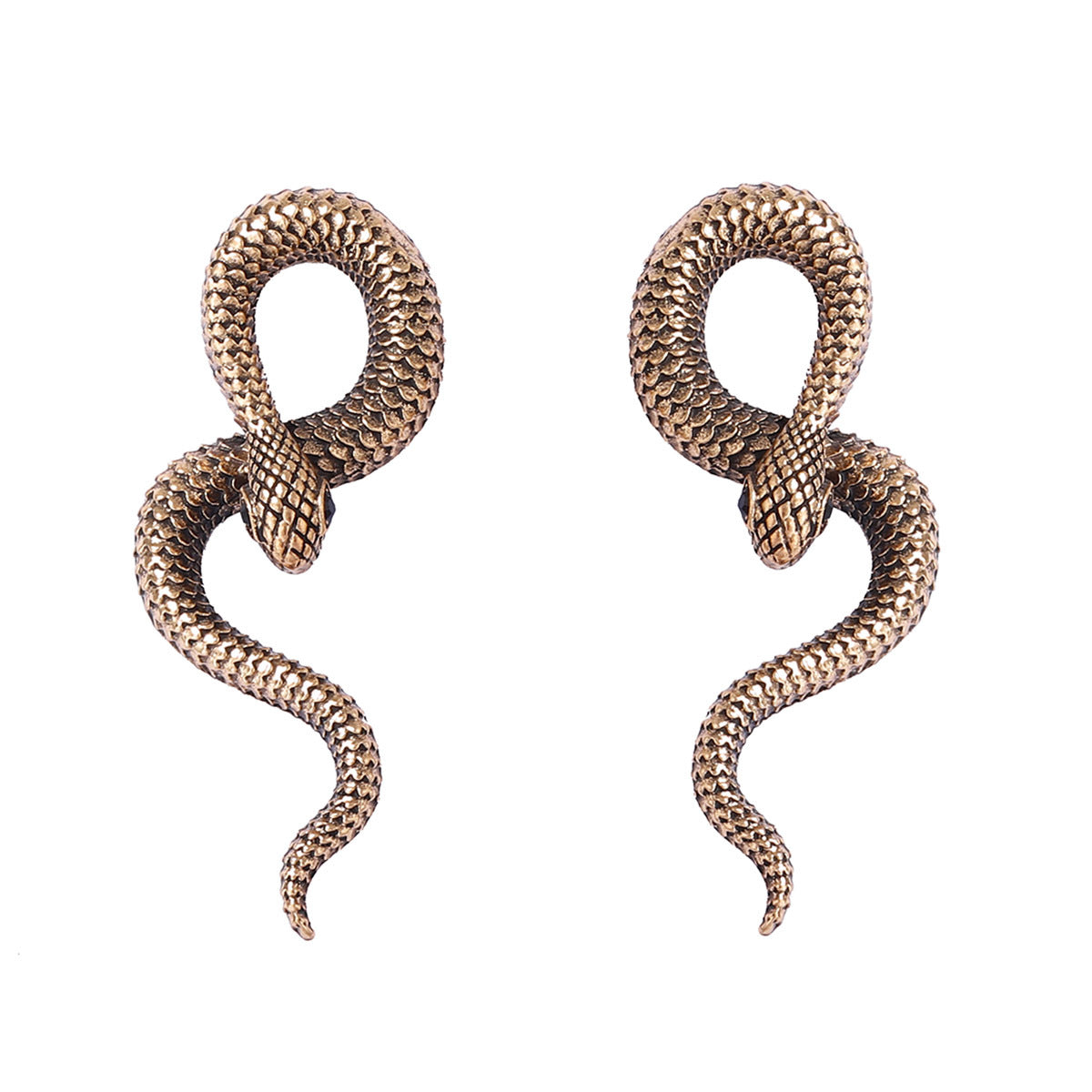 Unique and Creative Exaggerated Alloy Snake-Shaped Earrings for Women - Trendy Statement Jewelry for a Chic Look