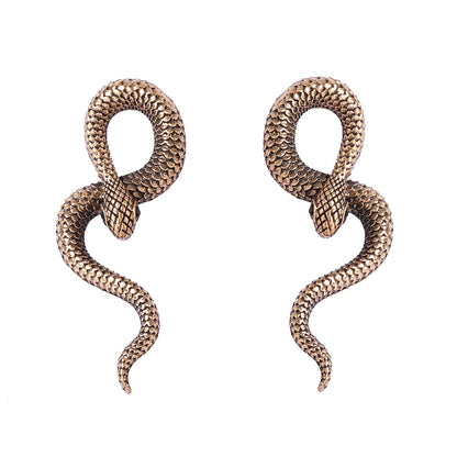 Unique and Creative Exaggerated Alloy Snake-Shaped Earrings for Women - Trendy Statement Jewelry for a Chic Look