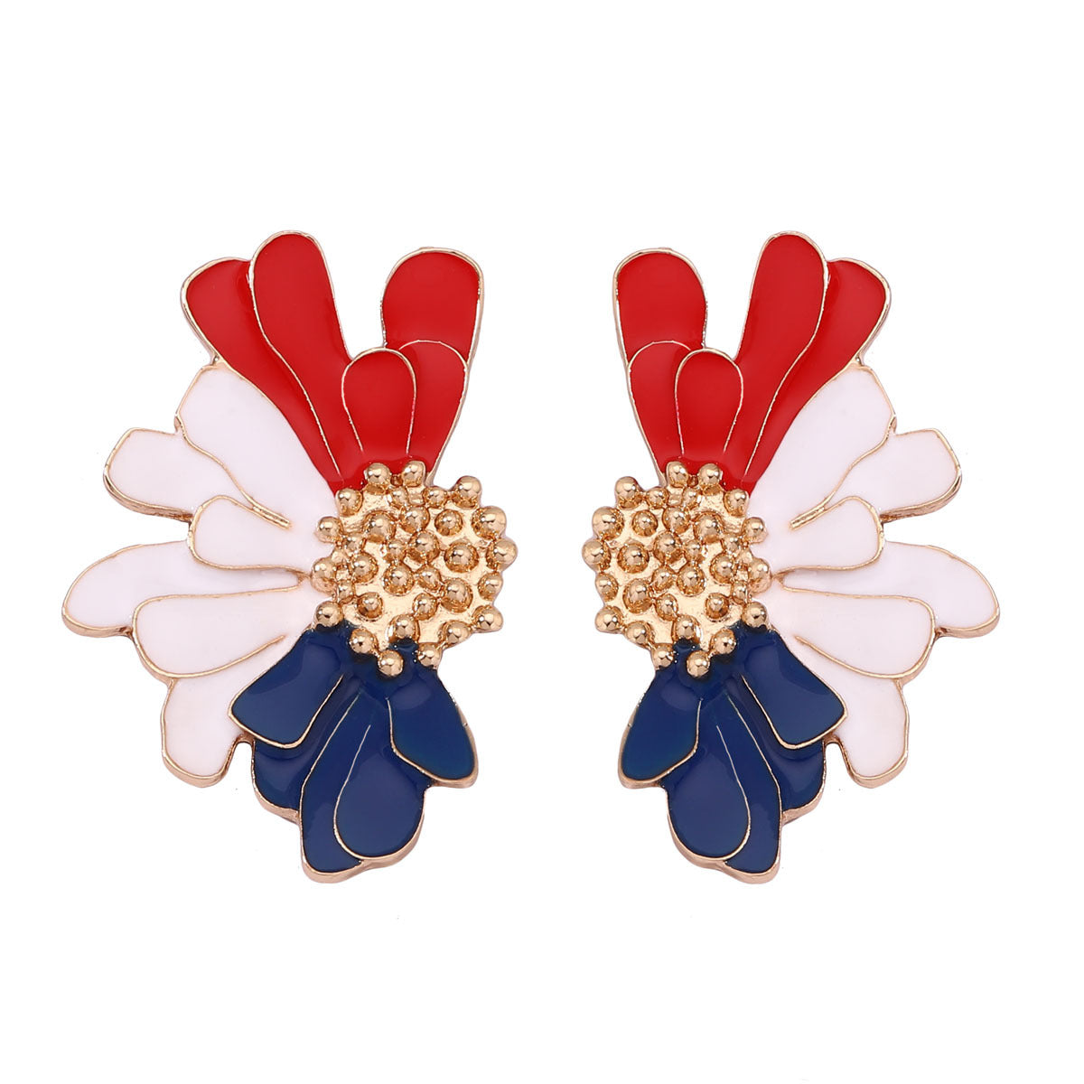 Alloy Enamel Floral Earrings - Stylish and Simple Flower Studs for a Fresh Accessory Look