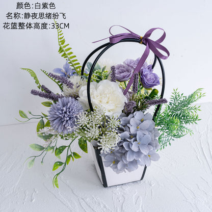 Serene Night Thoughts Floral Arrangement Set - Realistic Home Décor for Weddings, Handheld Bouquets, and Wall Decorations - CF01463