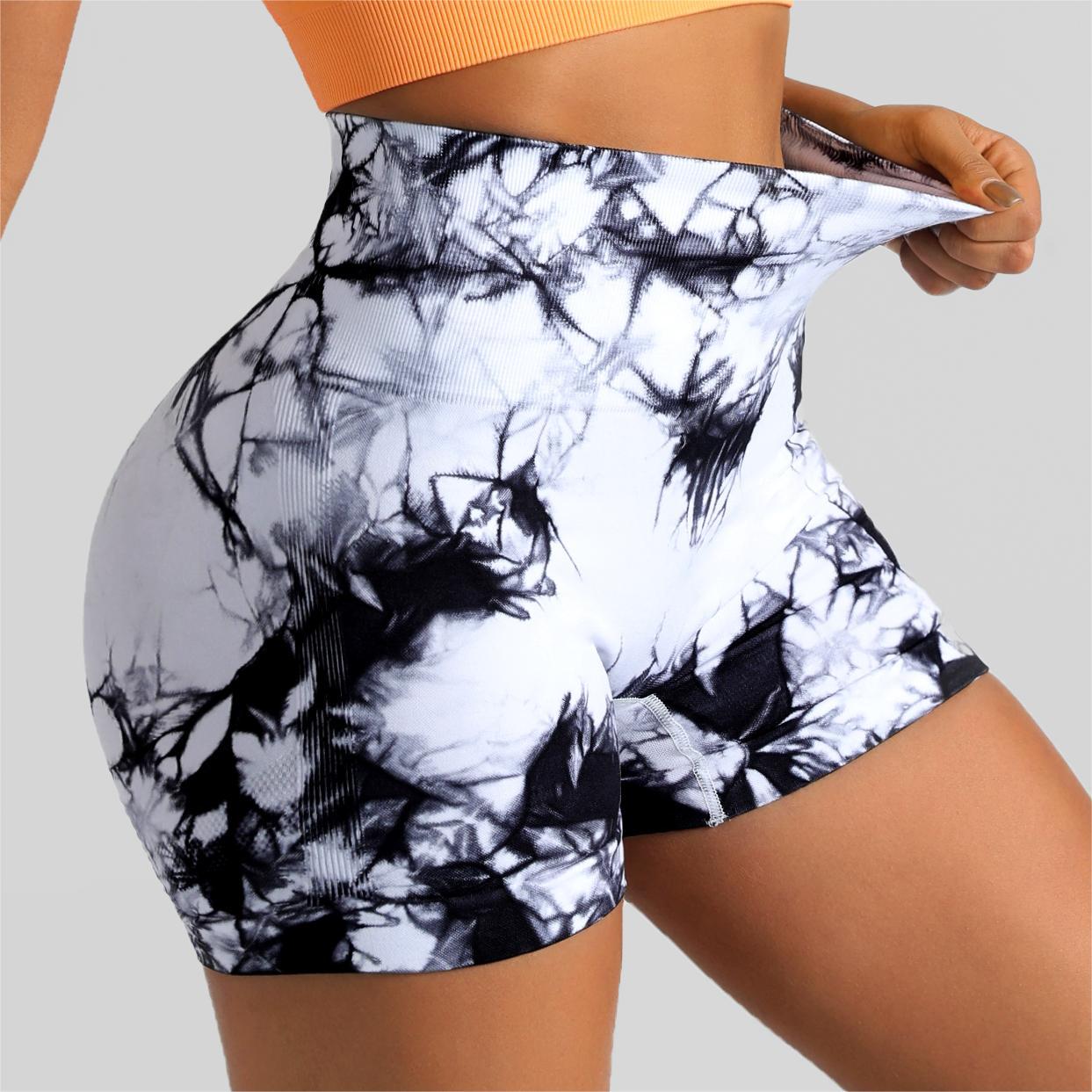 Seamless Tie Dye High Waisted Fitness Shorts for Women Enhancing Tummy Control Peach Yoga Workout Shorts