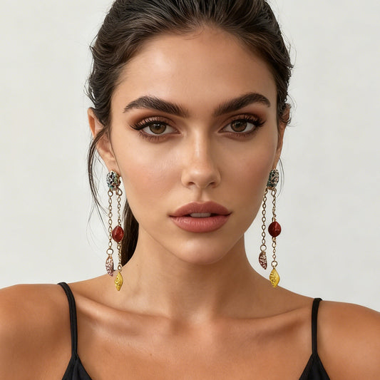 Exaggerated Cute Fruit Series Earrings with Dazzling Rhinestones – Playful Watermelon & Lemon Tassel Design for Women