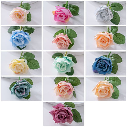 Realistic Autumn Single Stem Rose - Perfect Home Decor Accent, Wedding Bouquet, and Floral Wall Decoration - Faux Rose PJ1052