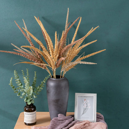 Realistic Wheat Spike Faux Flowers - Elegant Greenery for Wedding Decor, INS Style, Perfect for Home and Event Decorations - Model MW09103