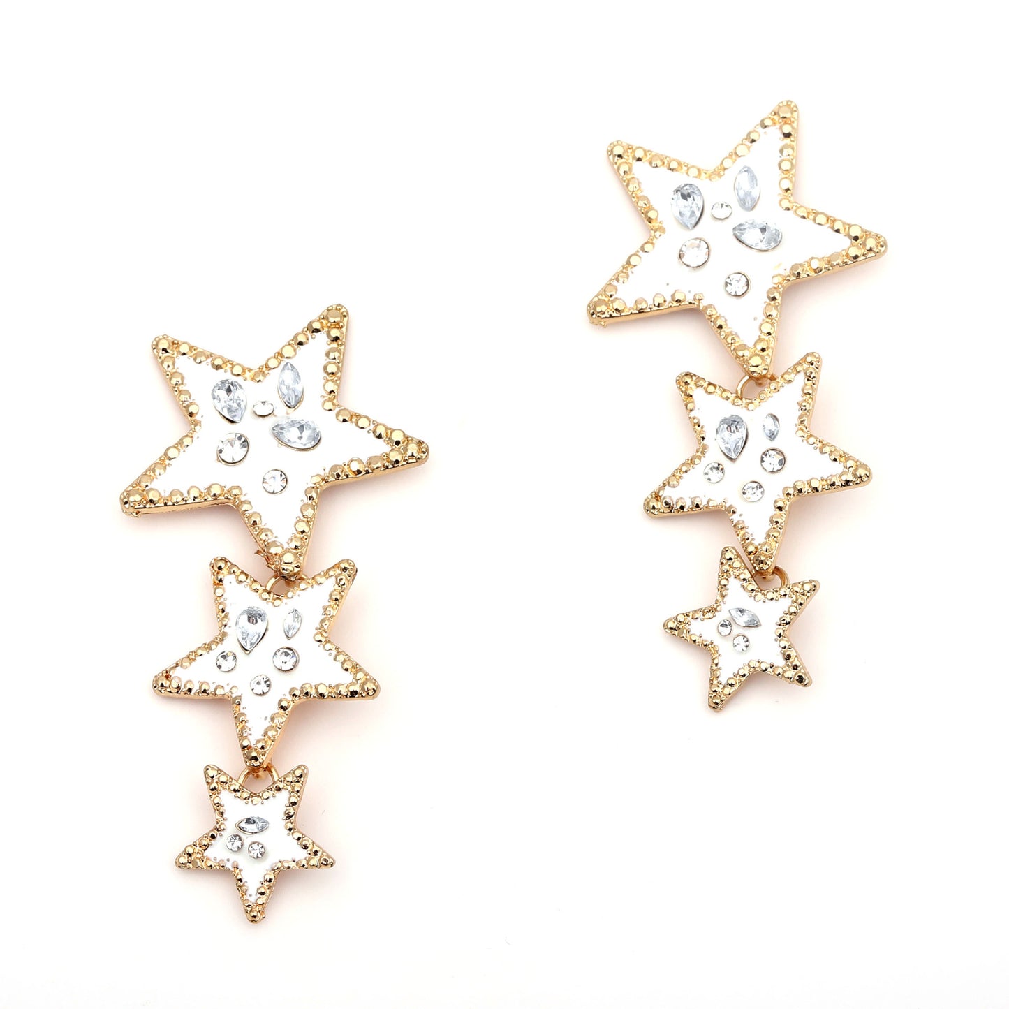 Stylish Statement Long Drop Earrings | Unique Alloy Five-Point Star Design with Sparkling Crystals for Glamorous Looks