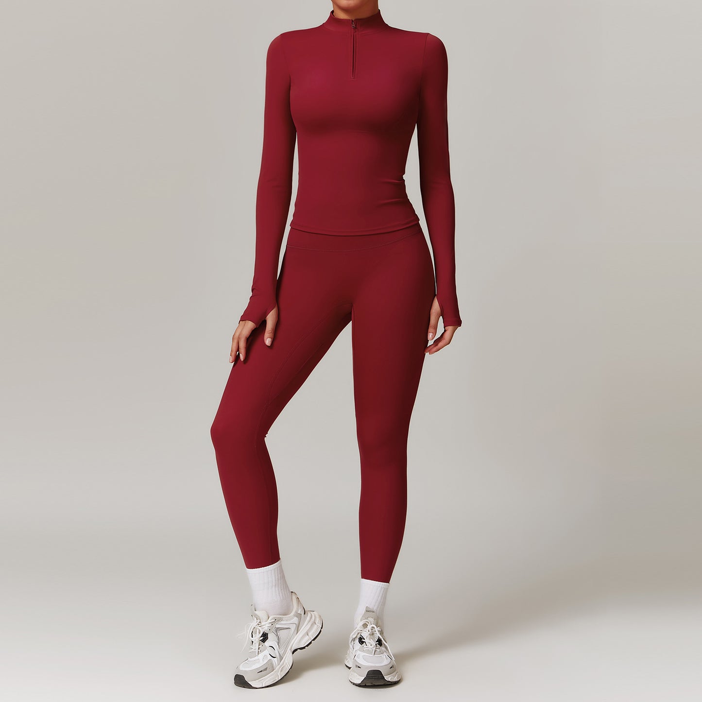 Fall Winter Quick Dry Long Sleeve Yoga Outfit and Training Set for Outdoor Running and Fitness Comfort and Performance Model 8961