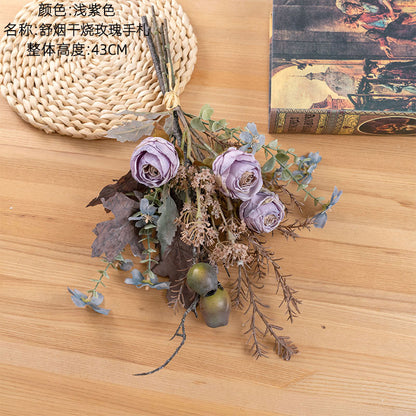 Elegant Dried Rose Handcrafted Silk Flower Bouquet for Home Décor – Perfect for Weddings, Wall Decorations, and Handmade Gifts (CF01280)