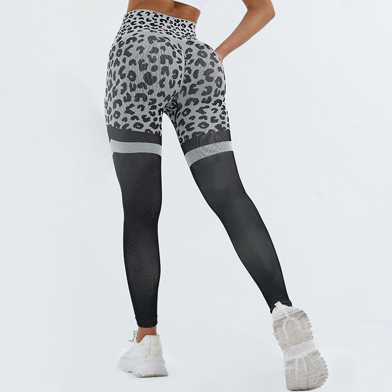 High Waisted Seamless Leopard Print Yoga Pants for Women Sculpting Tummy Control Leggings for Gym Running and Workout for Fall Winter Fitness Fashion