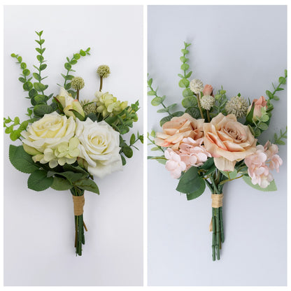 Elegant Jennifer Rose & Eucalyptus Wedding Handheld Bouquet - Stunning Faux Floral Arrangement Perfect for Ceremonies and Wall Decorations | CF01048