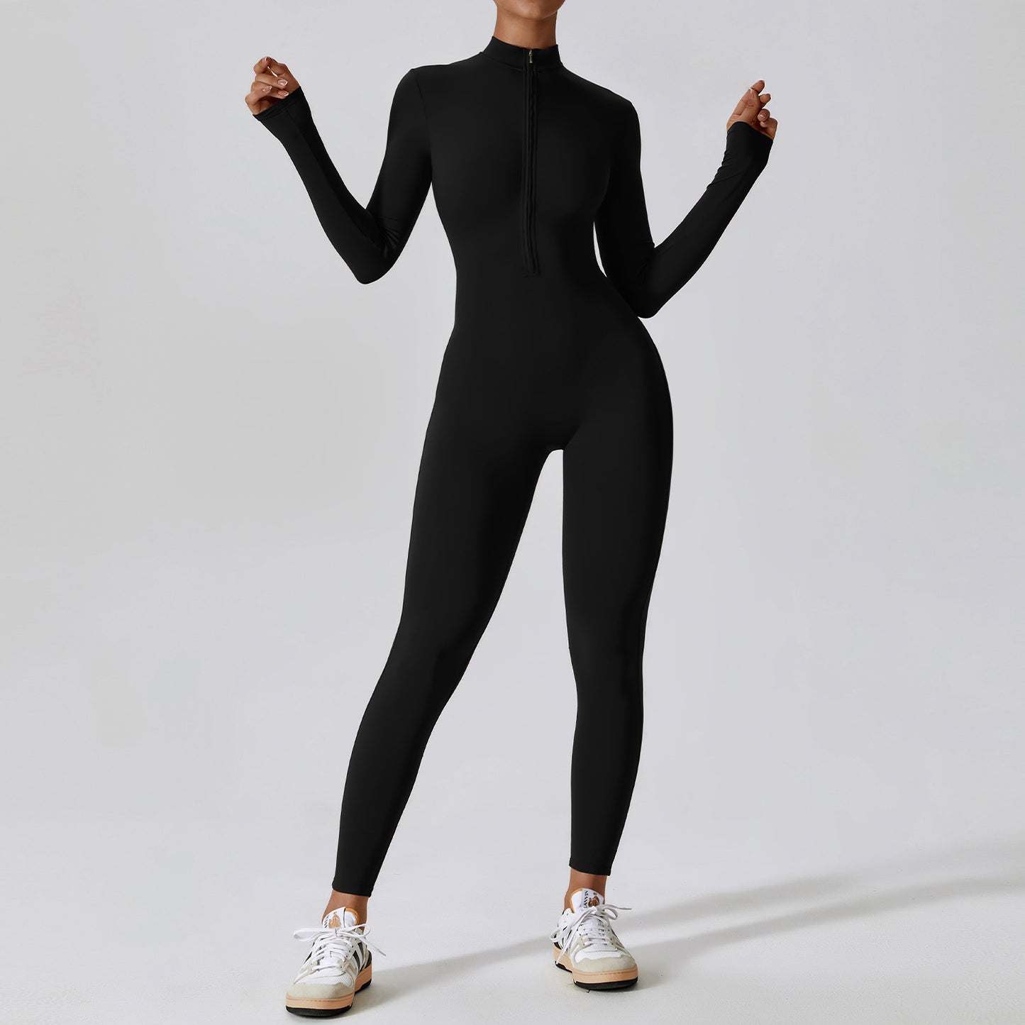 High Performance Zip Up Long Sleeve Yoga Bodysuit for Intense Workouts Functional Gymwear 8306