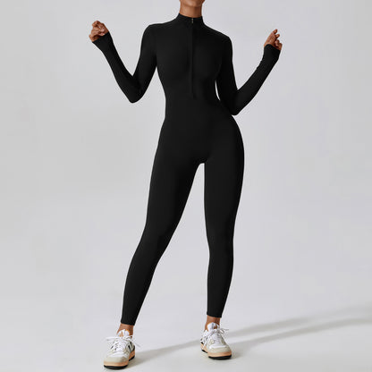 High Performance Long Sleeve Zip Up Yoga Bodysuit for Intense Fitness Workouts Comfortable Spandex Jumpsuit 8306