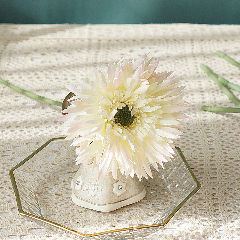 Realistic Faux Flowers - African Gerbera Daisies with Soft Fringe – Perfect for Home Decor, Weddings, and Photography Floral Arrangements