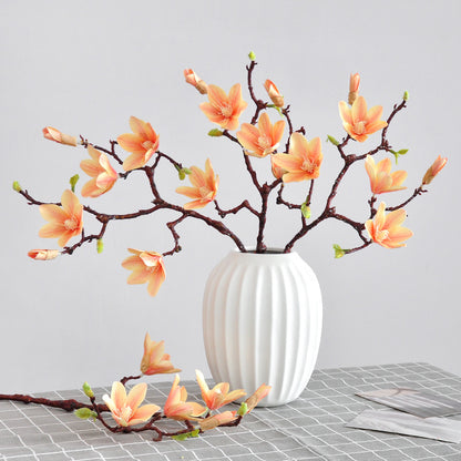 4-Head Realistic Magnolia Silk Flower - Lifelike 3D Feel for Home Décor and Wedding Decor - Perfect for Elegant Arrangements