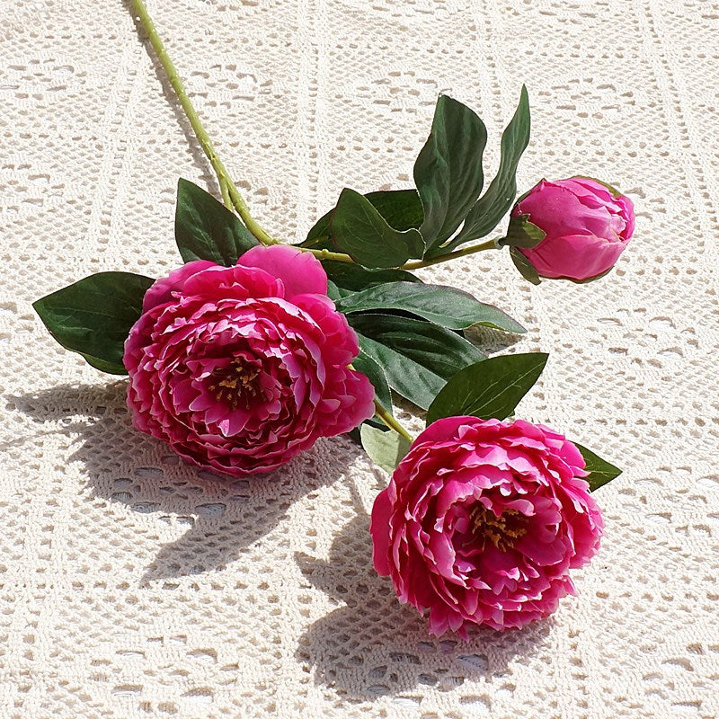 Realistic Artificial Peony Floral Arrangement - 3-Head Yang Fei Peony for Home Decor, Wedding Events, and Photography Styling