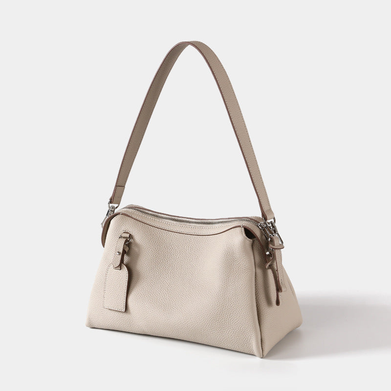 Grain Leather Pillow Bag Minimalist Design Versatile Handheld Shoulder Carry Spacious Capacity Authentic Leather Crossbody Bag for Everyday Use