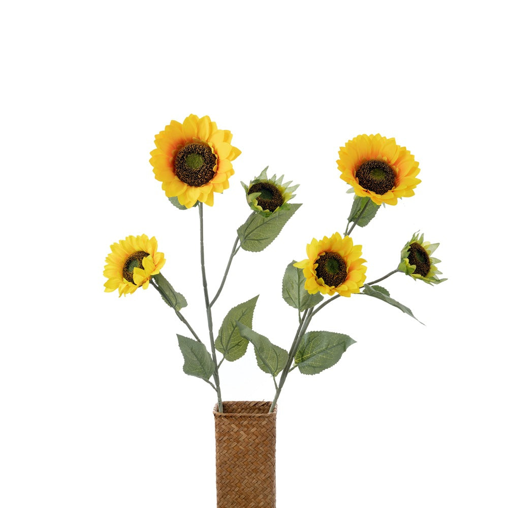 Vibrant Sunflower 3-Prong Artificial Floral Decoration | Perfect for Home Decor, Weddings, and Special Events | MW33710