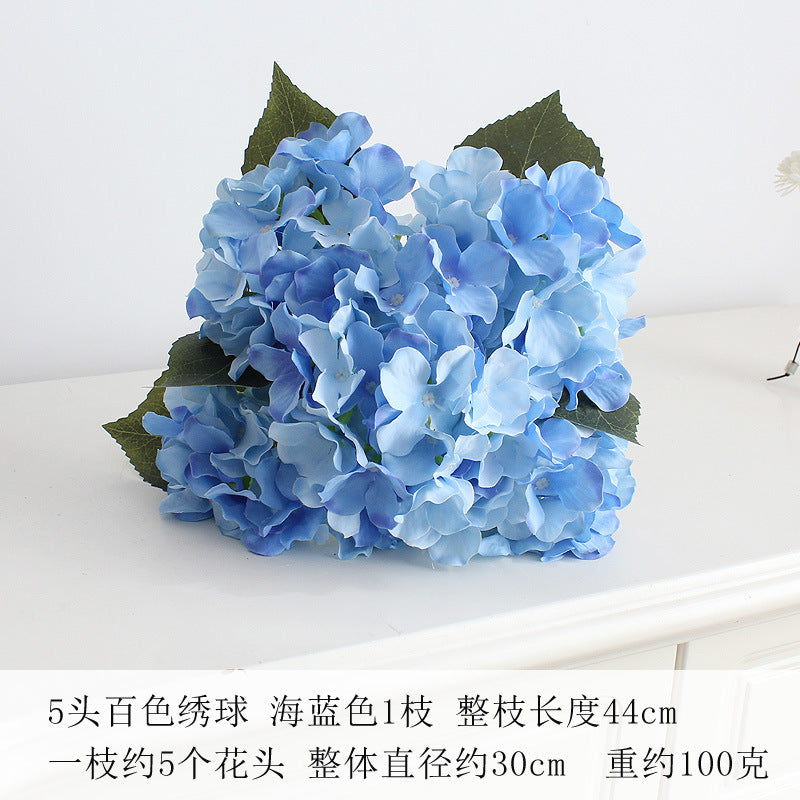 Elegant 5-Head Hydrangea Artificial Flowers - Realistic Silk Floral Arrangements for Weddings, Events, Hotels, and Home Decor