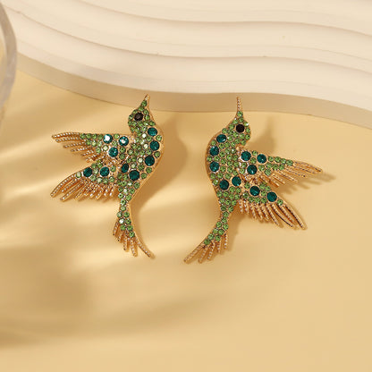 Hot-Selling Creative Design Exaggerated Cute Bird Hakin Color-Diamond Earrings – Eye-Catching Jewelry for Every Occasion!