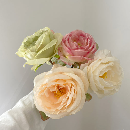 Elegant Vintage European Style Faux Edge Rose Bouquet - Realistic Artificial Wedding Handheld Flower Arrangement for Stunning Floral Decor