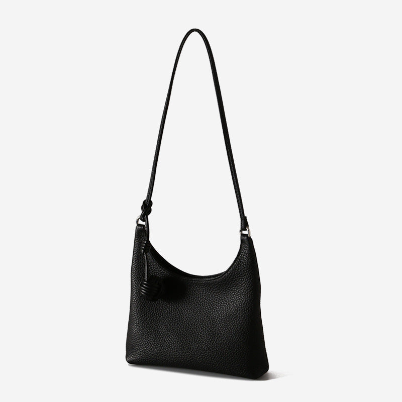 Chic Korean Style Genuine Leather Underarm Handbag Luxury Fashion Tote for Commuting Versatile Minimalist Shoulder Bag for Everyday Use