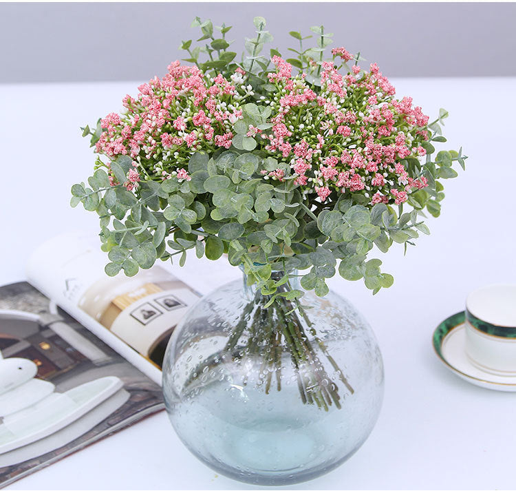 Realistic Faux Flower Wedding Bouquet with Eucalyptus Leaves - Perfect for Home Décor and Special Celebrations