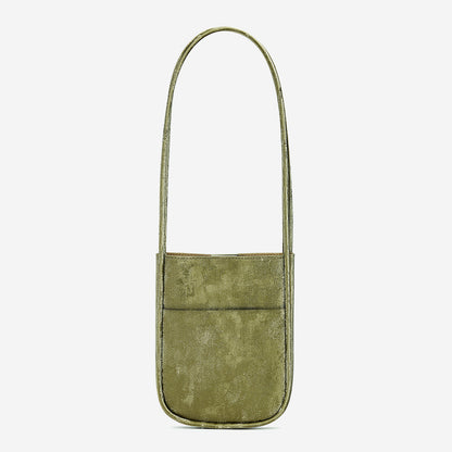 Luxurious Satin and Leather Mini Handbag Vintage Inspired Vertical Shoulder Bag with Elegant Design for Chic Everyday Wear