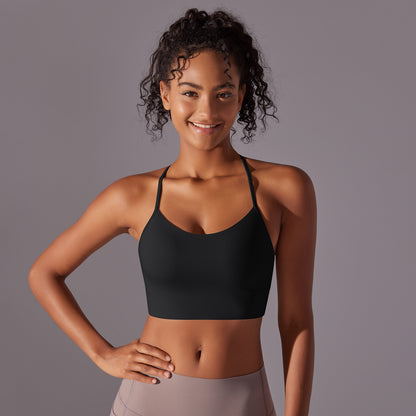 High Elastic Y Back Sports Bra for Yoga and Running Supportive Adjustable Straps and Solid Colors