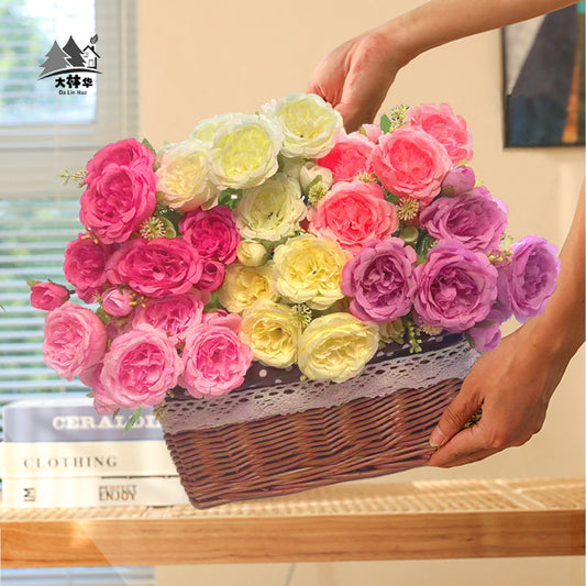 Stunning 5-Head Spring Peony and Korean-Style Faux Rose Bouquet - Perfect for Home Decor, Weddings, and Special Occasions