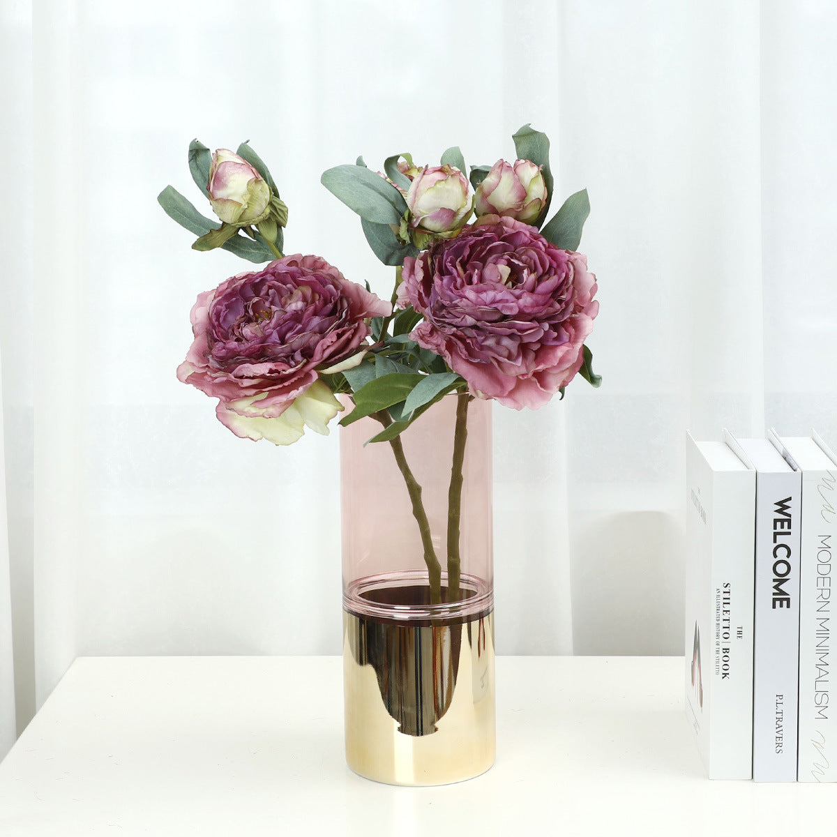 Luxury 28-Layer Baked Edge Peony Flowers - Stunning Faux Floral Home Decor for Living Room and Wedding Celebrations