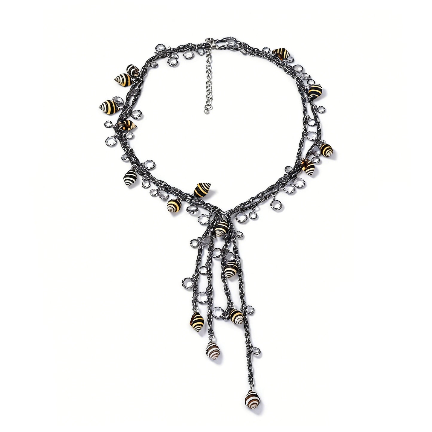 Bohemian-Inspired Layered Shell Pendant Necklace for Women - Versatile Geometric Tassel Design Perfect for Casual Style