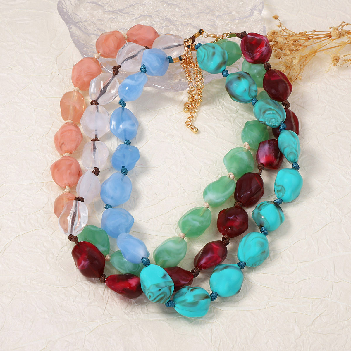 Stylish and Unique Casual Colorful Geometric Statement Beaded Necklace for Women - Versatile Multi-Color Design Perfect for Any Occasion