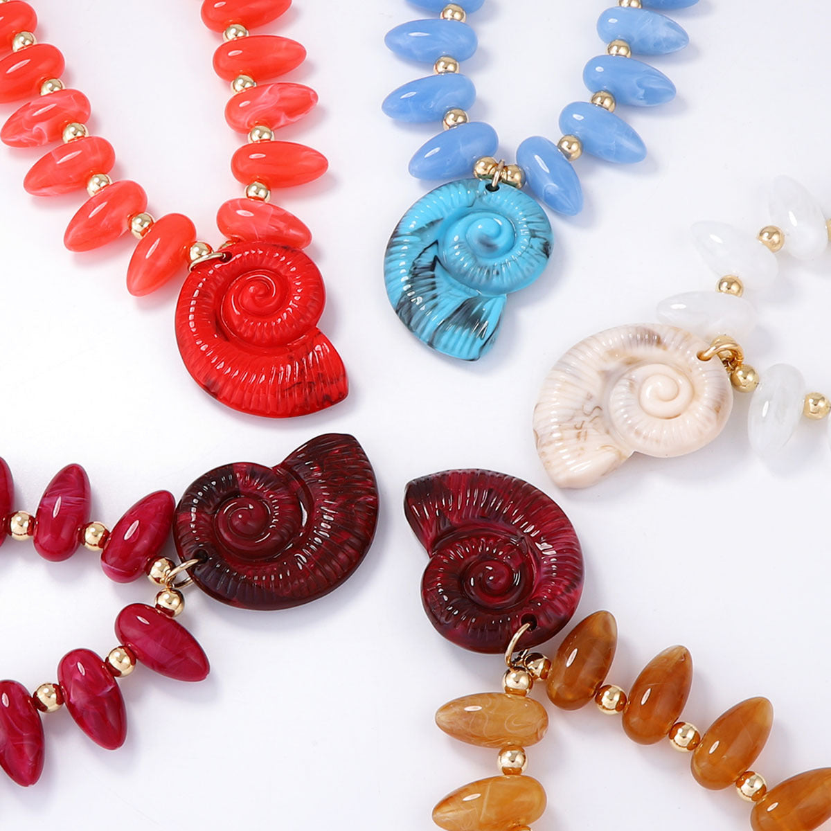 Exaggerated Ocean-Inspired Vacation Pendant Necklace with Colorful Beads and Shell Charm - Versatile, Luxurious, and Perfect for Every Occasion