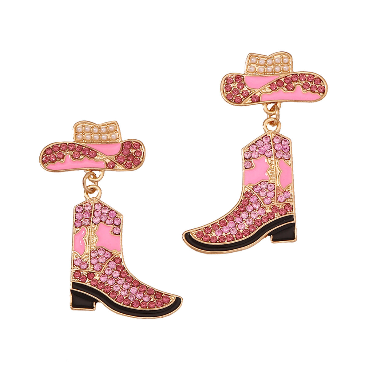 Stylish Western Cowboy-Inspired Oil Drip Jewel-Studded Alloy Boots Earrings - Unique & Eye-Catching Accessories for Any Occasion