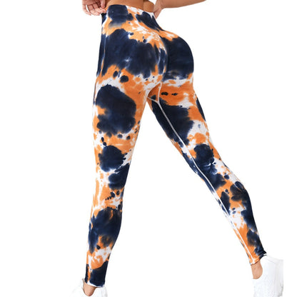 Seamless High Waisted Women's Tie Dye Yoga Pants Sculpting Workout Leggings for Outdoor Training and Comfort