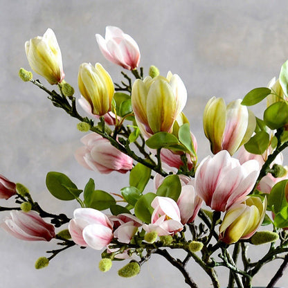 Realistic 3D Touch Magnolia Blossom Flower – Stunning Faux Floral Decor for Living Room and Dining Table Centerpiece