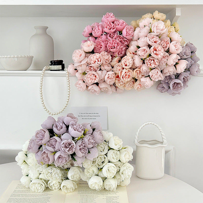 Stunning 27-Piece Faux Peony Floral Arrangement for Wedding and Home Décor - Perfect as Living Room Décor, Photo Props, and Event Decorations