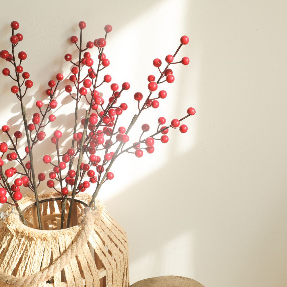 Lifelike Wedding Decor Artificial Red Winterberry & Holly Berries - Perfect for Christmas and Festive Celebrations - MW36893