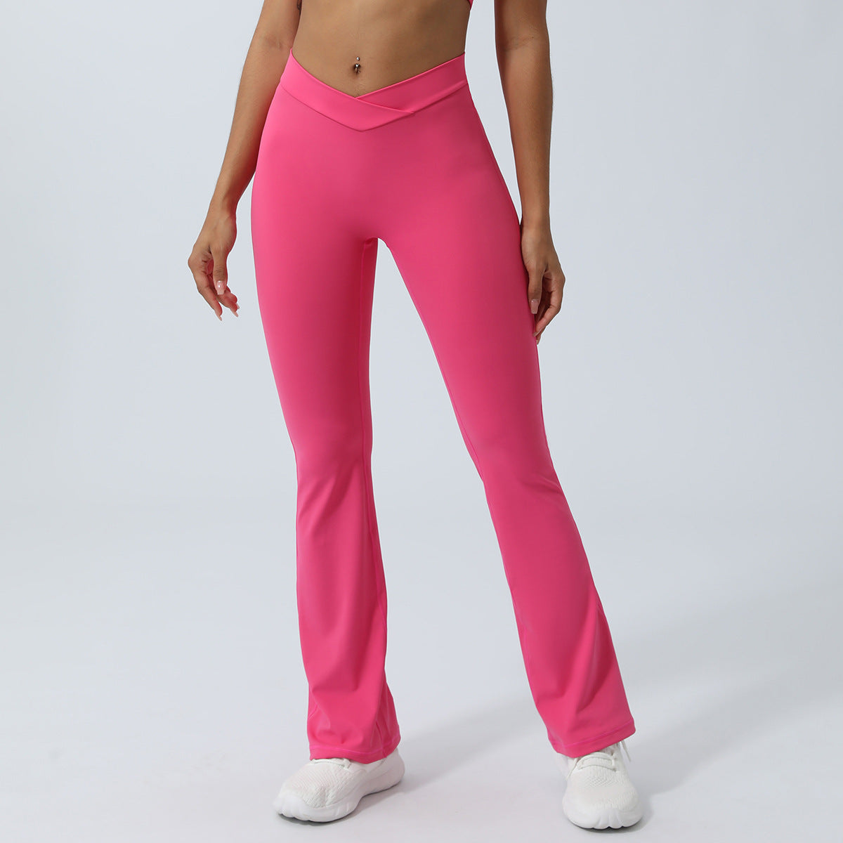 Cross V Shaped Fitness Flared Pants Peach Lift Yoga Leggings with No Show Thong Quick Dry Fabric for Comfort and Style