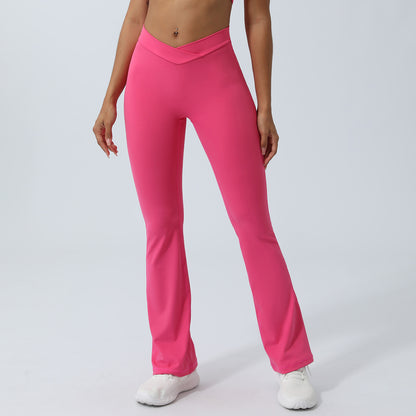 Cross V Shaped Fitness Flare Pants Butt Lifting Peachy Yoga Trousers with No Show Thong Line Quick Dry Athletic Leggings for Comfort and Style