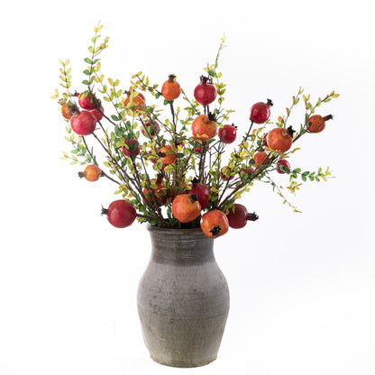 Realistic Pomegranate Fruit and Berry Branch Faux Flowers for Home Décor - Lifelike GFT243Y Artificial Decorations