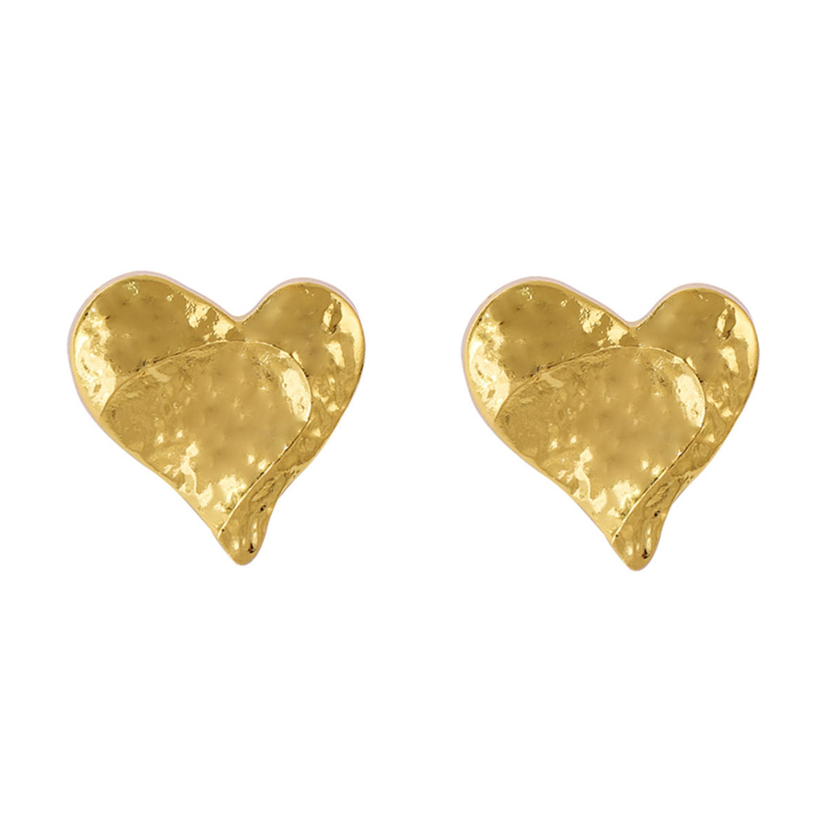 Chic Minimalist Punk-Style Heart-Shaped Alloy Earrings for Women – Versatile Retro Casual Design with Unique Textured Finish