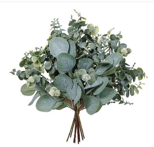 Realistic Eucalyptus Leaf Stem with Fruit – Perfect for Home Decor, Photography Props, and Vibrant Faux Plant Arrangements