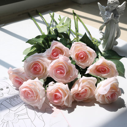 Single-Headed Charming Blushing Rose – Soft Touch Moisturizing Decorative Flower for Home Décor and Photography Props