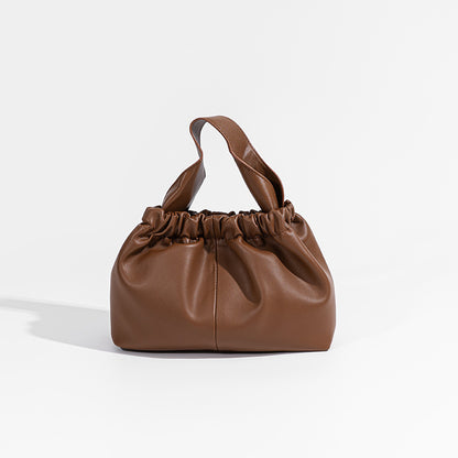 Chic Minimalist Crinkled Cloud Design Genuine Leather Handbag Versatile Early Autumn Shoulder Crossbody Bag for Everyday Elegance