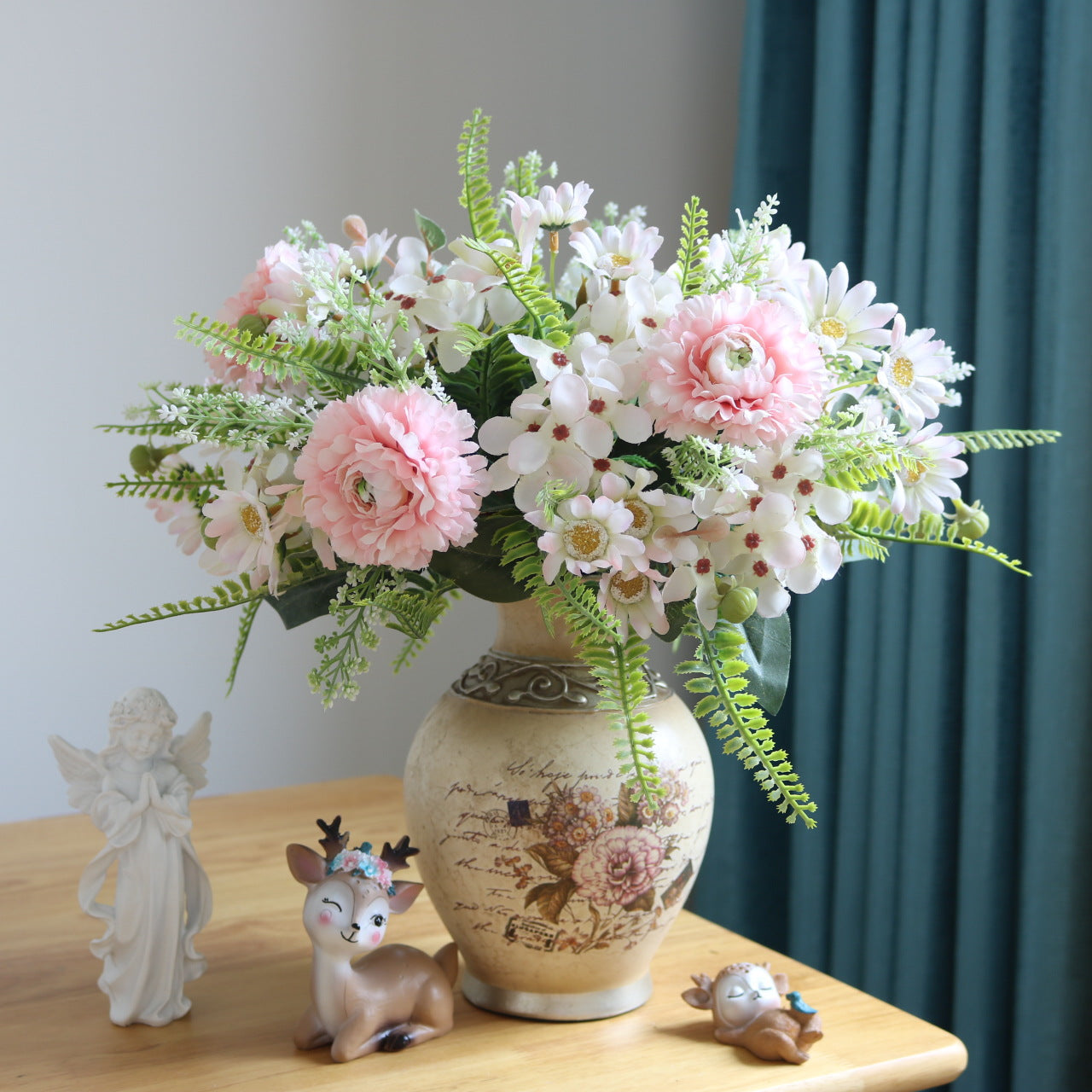 Beautiful Artificial Floral Arrangement Featuring Hydrangeas, Peonies, and Daisies for Wedding Photography Props and Elegant Home Decor – Lifelike Faux Flower Bouquet for a Rustic Chic Aesthetic