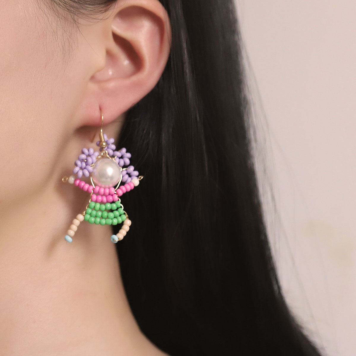 Unique Handcrafted Cartoon Character Beaded Hook Earrings - Quirky, Adorable Designs for a Playful Style