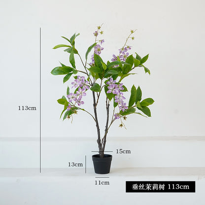 High-Quality Faux Wisteria and Jasmine Trees - Lifelike Large Potted Plants for Home Decor, Vibrant Indoor and Outdoor Floral Displays