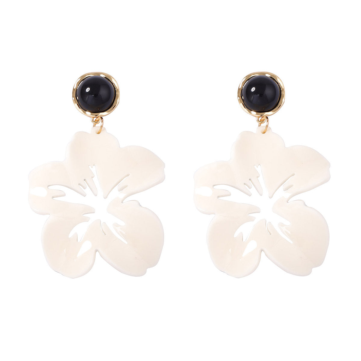Exaggerated Personality Acrylic Hollow Big Petal Flower Drop Earrings - Stylish Minimalist Vacation Jewelry for Women
