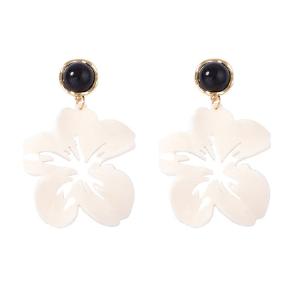 Exaggerated Personality Acrylic Hollow Big Petal Flower Drop Earrings - Stylish Minimalist Vacation Jewelry for Women